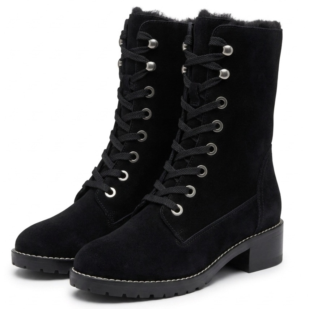 Kensie NWOT Black Fur-Lined Suede Boots